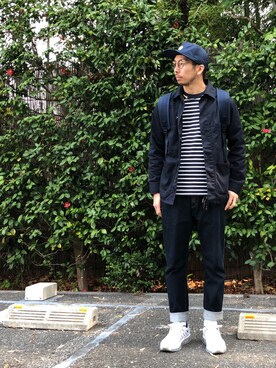「ロールアップ」｜「アイテム（カバーオール）」を使った、N i s s yさん（メンズ・172cm）の春コーディネート