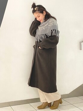 「POU DOU DOU（プードゥドゥ）のアイテム（その他アウター）」を使った、yoshidaさん（レディース・153cm）の冬コーディネート