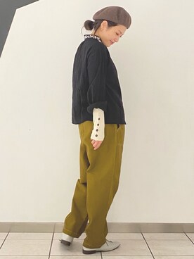 「POU DOU DOU（プードゥドゥ）のアイテム（その他パンツ）」を使った、yoshidaさん（レディース・153cm）の冬コーディネート