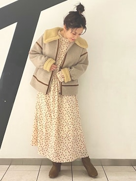 「POU DOU DOU（プードゥドゥ）のアイテム（ブルゾン）」を使った、yoshidaさん（レディース・153cm）の冬コーディネート