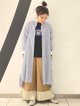 「アイテム（Tシャツ/カットソー、ブラック系）」を使った、yoshidaさん（レディース・153cm）の冬コーディネート