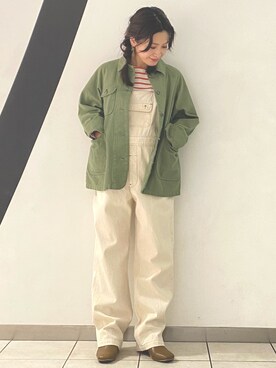 「POU DOU DOU（プードゥドゥ）のアイテム（サロペット/オーバーオール）」を使った、yoshidaさん（レディース・153cm）の冬コーディネート