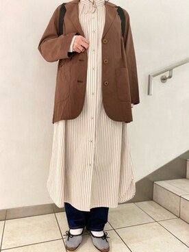 「POU DOU DOU（プードゥドゥ）のアイテム（ブルゾン）」を使った、yoshidaさん（レディース・155cm）の春コーディネート