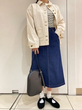 「POU DOU DOU（プードゥドゥ）のアイテム（ジャケット/アウター）」を使った、yoshidaさん（レディース・155cm）の春コーディネート