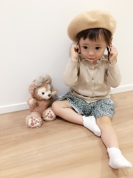 「三つ編み×帽子」｜RIKOさん（キッズ・80cm）の秋コーディネート