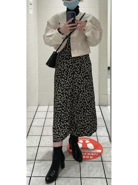 「mystic（ミスティック）のアイテム（ノーカラージャケット）」を使った、ipekoさん（レディース・158cm）の春コーディネート
