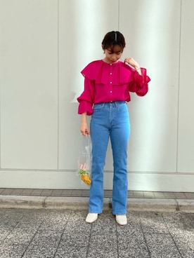「CIMARRON（シマロン）のアイテム（パンツ）」を使った、nishiさん（レディース・155cm）の春コーディネート