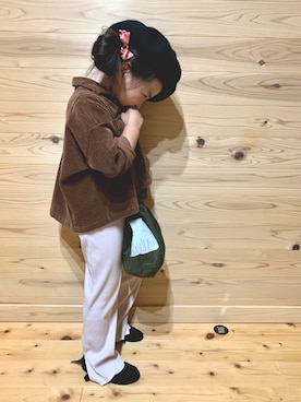 「WEGO（ウィゴー）のアイテム（ハンチング/ベレー帽）」を使った、FJ®️さん（キッズ・110cm）の秋コーディネート
