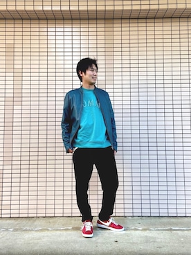 「TOMMY（トミー）のアイテム（スウェット）」を使った、銀河ミ☆さん（メンズ・171cm）の秋コーディネート
