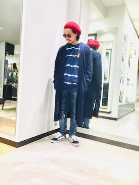 「DIESEL（ディーゼル）のアイテム（カーディガン/ボレロ）」を使った、ふっせ55さん（メンズ・170cm）の春コーディネート