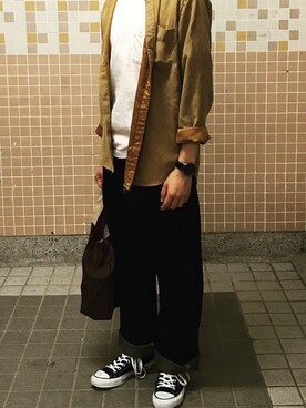「Blue Standard （ブルースタンダード）のアイテム（ジャケット/アウター）」を使った、Norman Yungさん（メンズ・165cm）の秋コーディネート