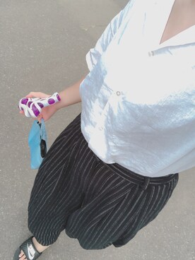 「ストライプ」｜「アイテム（おもちゃ）」を使った、𝚖𝚒𝚣𝚞𝚙𝚘𝚗𖥧𖠰さん（レディース・157cm）の夏コーディネート