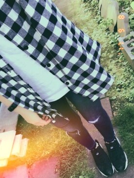 「Reebok（リーボック）のユニセックス リーボック インスタ ポンプフューリー ブラック Reebok INSTAPUMP FURY OG V65750（スニーカー）」を使った、𝚖𝚒𝚣𝚞𝚙𝚘𝚗𖥧𖠰さん（レディース・157cm）の秋コーディネート