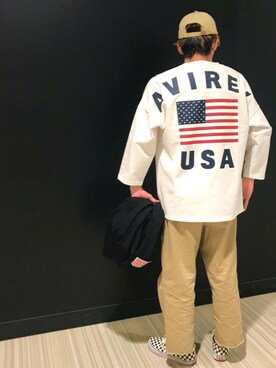 「AVIREX（アヴィレックス）のアイテム（マウンテンパーカー）」を使った、Kentoさん（メンズ・169cm）の冬コーディネート