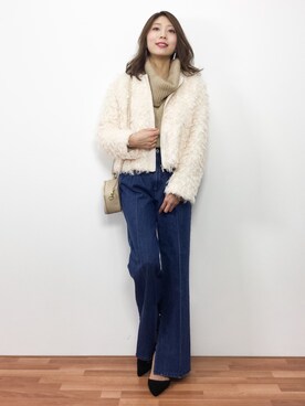 「Luz Llena (NEY)（ラズレナニー）のアイテム（ジャケット/アウター）」を使った、吉岡由梨子さん（レディース・158cm）の冬コーディネート