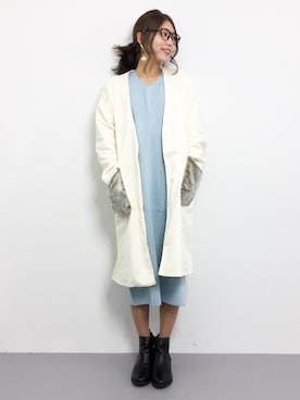 「KOBE LETTUCE（コウベレタス）のアイテム（その他アウター）」を使った、吉岡由梨子さん（レディース・158cm）の冬コーディネート