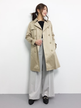 「green label relaxing（グリーンレーベルリラクシング）のアイテム（トレンチコート）」を使った、吉岡由梨子さん（レディース・158cm）の冬コーディネート