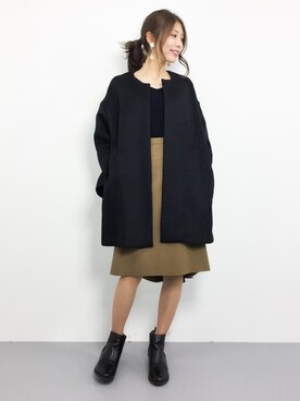 「eimy istoire（エイミーイストワール）のアイテム（ジャケット/アウター）」を使った、吉岡由梨子さん（レディース・158cm）の冬コーディネート