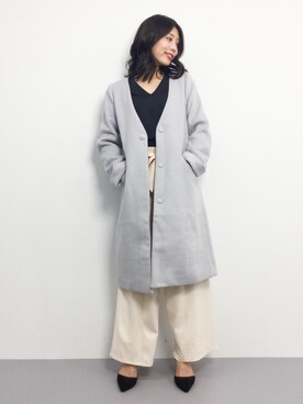 「amelier MAJESTIC LEGON（アメリエルマジェスティックレゴン）のアイテム（ジャケット/アウター）」を使った、吉岡由梨子さん（レディース・158cm）の冬コーディネート