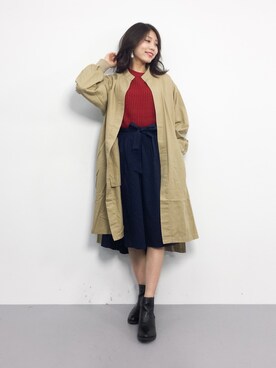 「SLY（スライ）のアイテム（その他アウター）」を使った、吉岡由梨子さん（レディース・158cm）の冬コーディネート