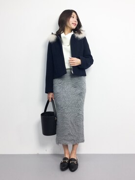 「MISCH MASCH（ミッシュマッシュ）のアイテム（その他アウター）」を使った、吉岡由梨子さん（レディース・158cm）の冬コーディネート