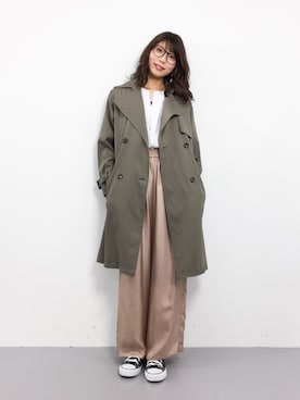 Mila Owen ミラオーウェン のトレンチコートを使った人気ファッションコーディネート ユーザー ショップスタッフ 髪型 ミディアムヘアー Wear