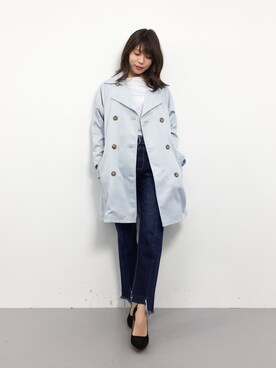 「RAY CASSIN（レイカズン）のアイテム（トレンチコート）」を使った、吉岡由梨子さん（レディース・158cm）の春コーディネート