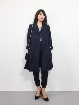 「LODISPOTTO（ロディスポット）のアイテム（トレンチコート）」を使った、吉岡由梨子さん（レディース・158cm）の春コーディネート