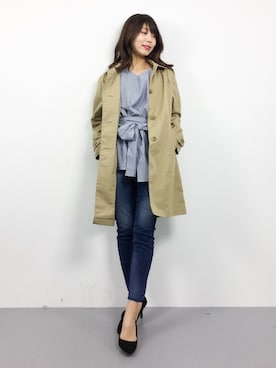 「Vincent et Mireille（バンソンエミレイユ）のアイテム（ジャケット/アウター）」を使った、吉岡由梨子さん（レディース・158cm）の春コーディネート