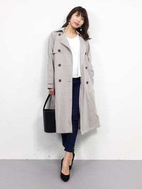 「select MOCA（セレクトモカ）のアイテム（トレンチコート）」を使った、吉岡由梨子さん（レディース・158cm）の春コーディネート