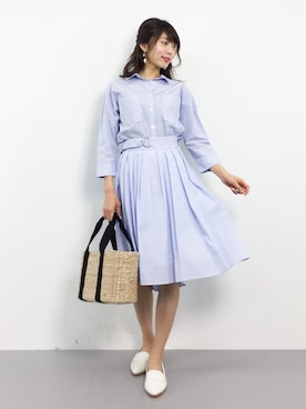 「SET（セット）のアイテム（ワンピース/ドレス）」を使った、吉岡由梨子さん（レディース・158cm）の春コーディネート