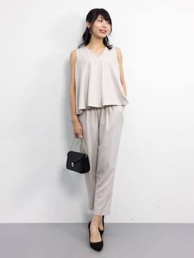 「INGNI（イング）のアイテム（オールインワン・サロペット）」を使った、吉岡由梨子さん（レディース・158cm）の春コーディネート