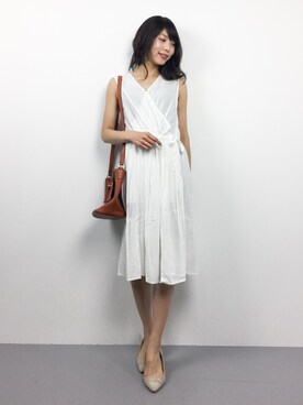 ノースリーブ カシュクール ワンピースを使った人気ファッションコーディネート Wear