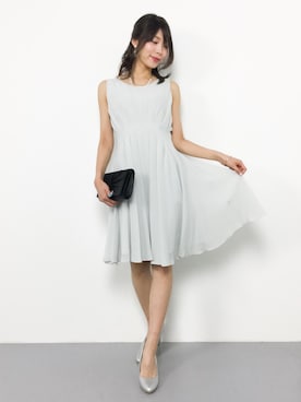 「アイテム（ドレス、グレー系）」を使った、吉岡由梨子さん（レディース・158cm）の夏コーディネート