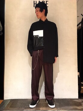 「ニットキャップ」｜「アイテム（スリッポン）」を使った、前中龍太郎/HAREなんばマルイさん（メンズ・178cm）の秋コーディネート