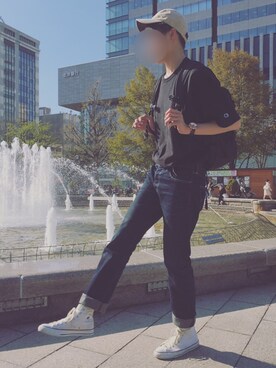 「アイテム（キャップ）」を使った、ハイレモンさん（メンズ・183cm）の秋コーディネート