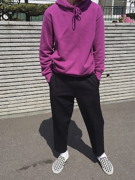 「UNIQLOコーデ」｜「アイテム（スリッポン）」を使った、ハイレモンさん（メンズ・183cm）の春コーディネート