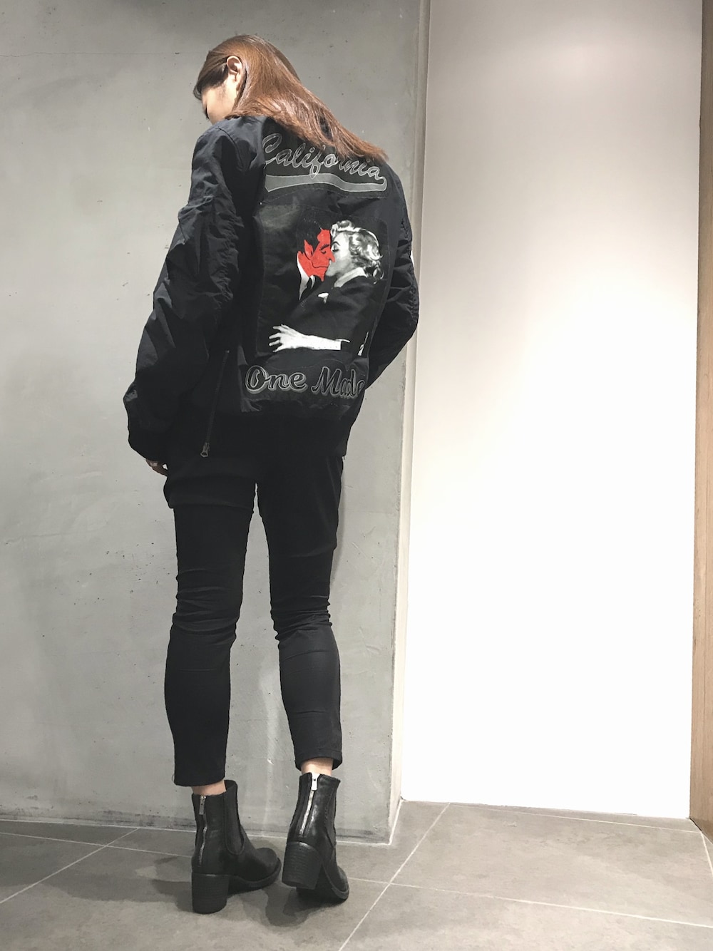 「モノトーン、B2nd、黒、ブルゾン、maxsix、ブーツ、bajra、メンズライク、ハンドメイド」｜「maxsixのアイテム（ブルゾン、ブラック系）」を使った、kawamotoさん（レディース・166cm）の夏コーディネートの1枚目の写真