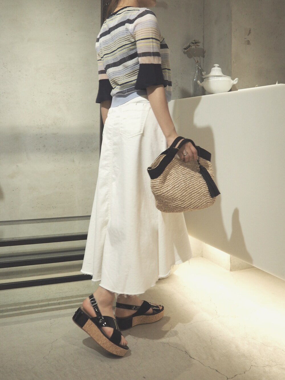 YANUK / スカート/XXS/コットン/WHT/無地/57191035 YANUK（ヤヌーク）の「YANUK フレアデニムスカート /57191035（デニム