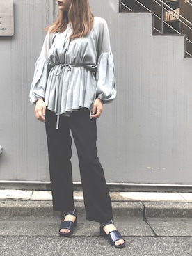 「EZUMi（エズミ）のアイテム（その他パンツ）」を使った、kawamotoさん（レディース・166cm）の夏コーディネート