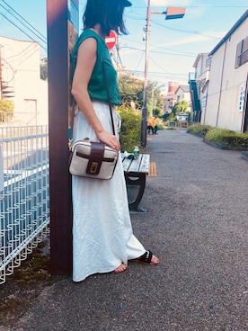 「Ungrid（アングリッド）のアイテム（Tシャツ/カットソー、グリーン系）」を使った、miyuさん（レディース）の夏コーディネート