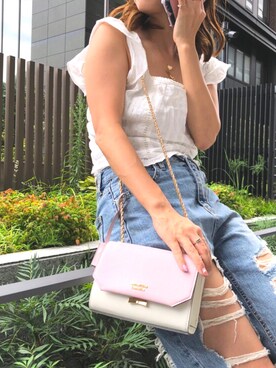 「chuu（チュー）のアイテム（デニムパンツ、ブルー系）」を使った、miyuさん（レディース）の夏コーディネート