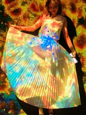 「FRAY I.D（フレイアイディー）のアイテム（ワンピース、ホワイト系）」を使った、miyuさん（レディース）の夏コーディネート