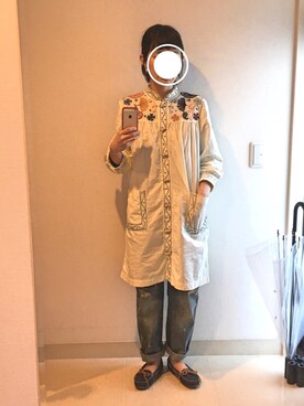 「A.P.C.（アーペーセー）のアイテム（チュニック）」を使った、すぅさんさん（レディース・155cm）の春コーディネート