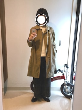 「タータンチェック」｜「アイテム（ステンカラーコート）」を使った、すぅさんさん（レディース・155cm）の冬コーディネート