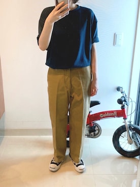 「THE SHINZONE（ザ　シンゾーン）のハイウエストチノパンツ（チノパンツ）」を使った、すぅさんさん（レディース・155cm）の夏コーディネート