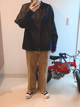 「THE SHINZONE（ザ　シンゾーン）のハイウエストチノパンツ（チノパンツ）」を使った、すぅさんさん（レディース・155cm）の秋コーディネート
