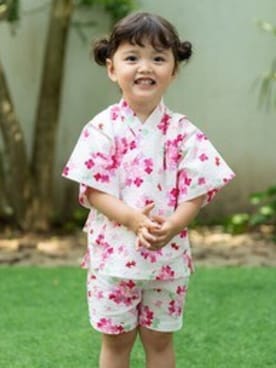 「MIKI HOUSE（ミキハウス）のアイテム（浴衣）」を使った、mikihouse担当者さん（キッズ・86cm）の夏コーディネート