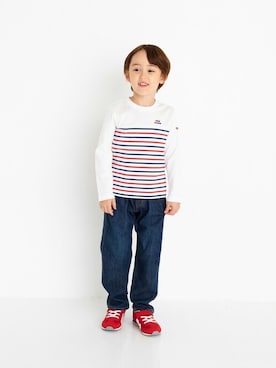 「MIKI HOUSE（ミキハウス）のアイテム（パンツ）」を使った、mikihouse担当者さん（キッズ・119cm）の夏コーディネート