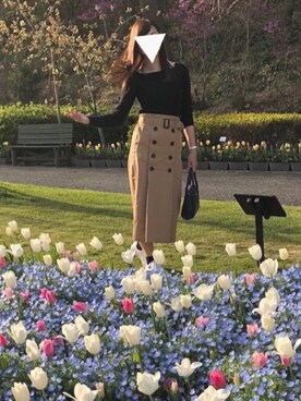 「花見」｜「アイテム（腕時計）」を使った、bibiさん（レディース・165cm）の春コーディネート